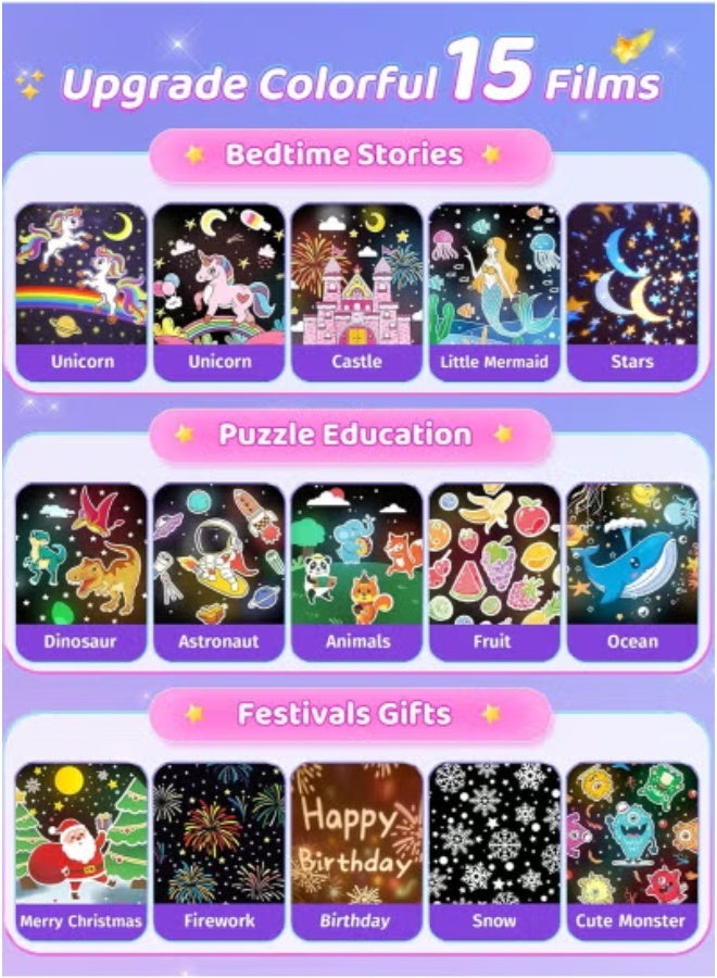 JAJEEK جهاز عرض النجوم ليلاً للأطفال – جهاز عرض سقف دوار بزاوية 360° مع 21 وضعية لون، 15 موضوع فيلم و10 مقاطع موسيقية | ضوء مجرة يتحكم فيه عن بُعد للأولاد والبنات من عمر 1–9 | ضوء مهد مهدئ للنوم واللعب - Image 3