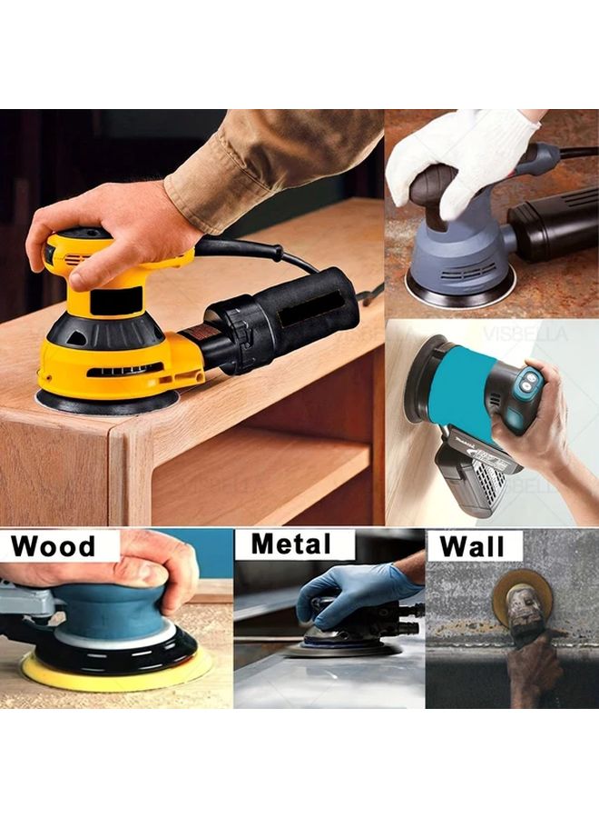 100 قطعة 5 بوصة 120 حبيبة ورق صنفرة أصفر للأخشاب والمعادن سنفرة جافة ورطبة - Image 4