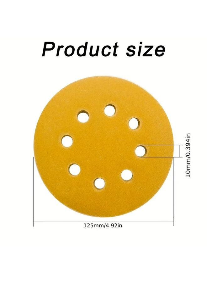 100 قطعة 5 بوصة 120 حبيبة ورق صنفرة أصفر للأخشاب والمعادن سنفرة جافة ورطبة - Image 3