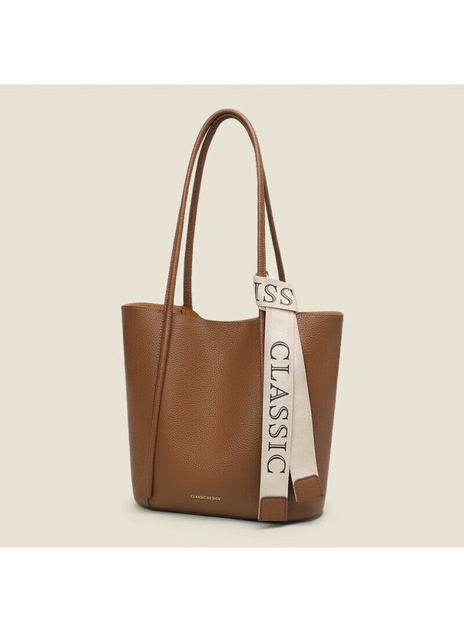 Viney Leather Handbag, Women's Large Capacity Tote Bag, Light Luxury Shoulder Bag, Birthday Gift For Girlfriend, Qixi Festival And Valentine's Day Present - Image 1