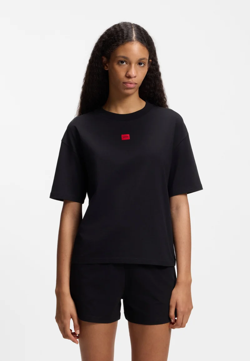 HUGO Stretch-fabric loungewear T-shirt with logo label