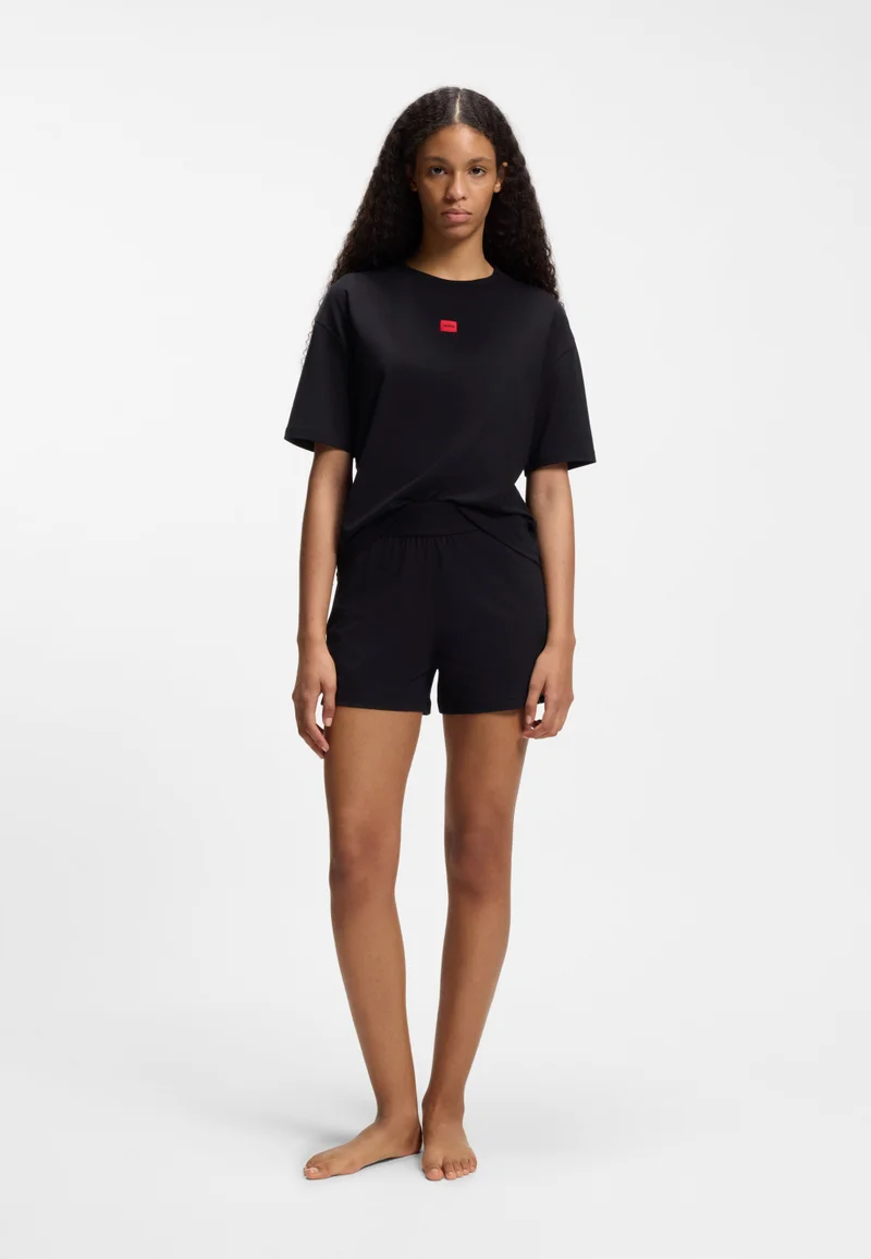 HUGO Black Stretch-fabric loungewear T-shirt with logo label for Women | Best Price UAE