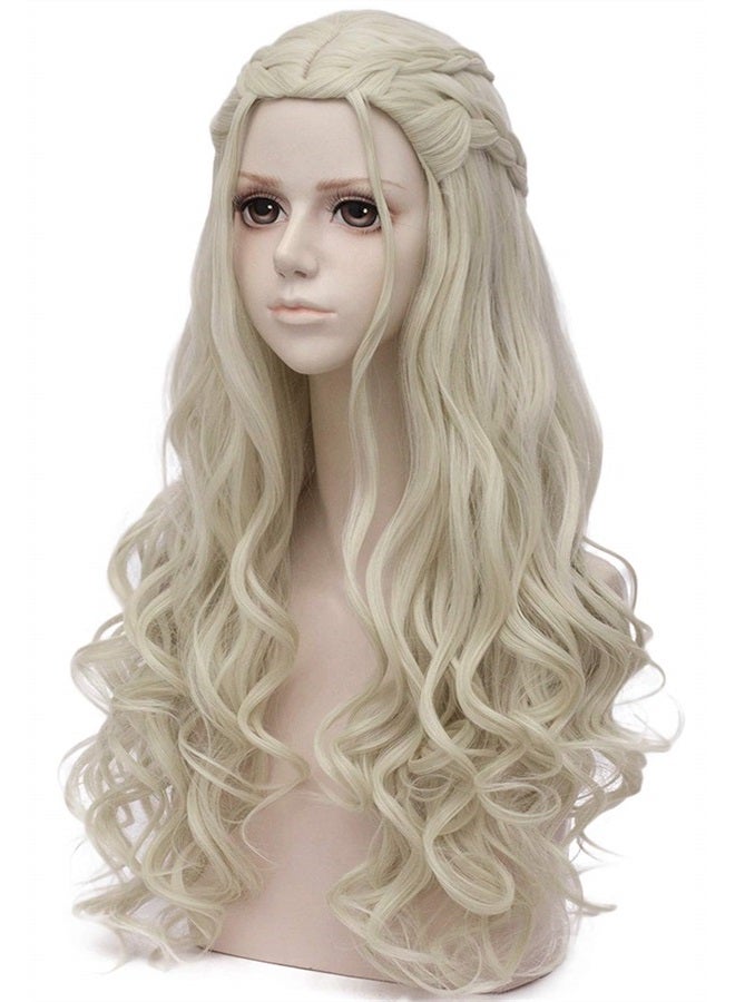 Mersi Blonde Wigs for Women Costume Wig Long Braided Hair Wigs for Party Halloween with Wig Cap ( Blonde ) S039G - Image 2