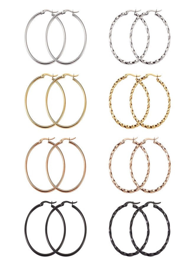 EEE ELECRELIVE 8 Pairs Titanium Steel Hoop Earrings Stainless Steel Hoop Earrings Big Hoop Earrings for Women Ears (4 Colors Set) - Image 1