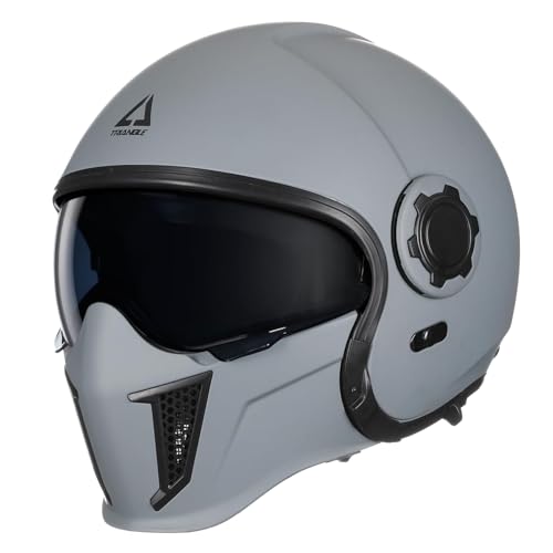 TRIANGLE Full Face Motorcycle Helmets,Off-Road Motocross Helmet for Men & Women,Dual Visor with Internal Tinted Sunshield,Open Face 3/4 Adult Racing Helmet DOT Approved(Gray,S) - Image 1