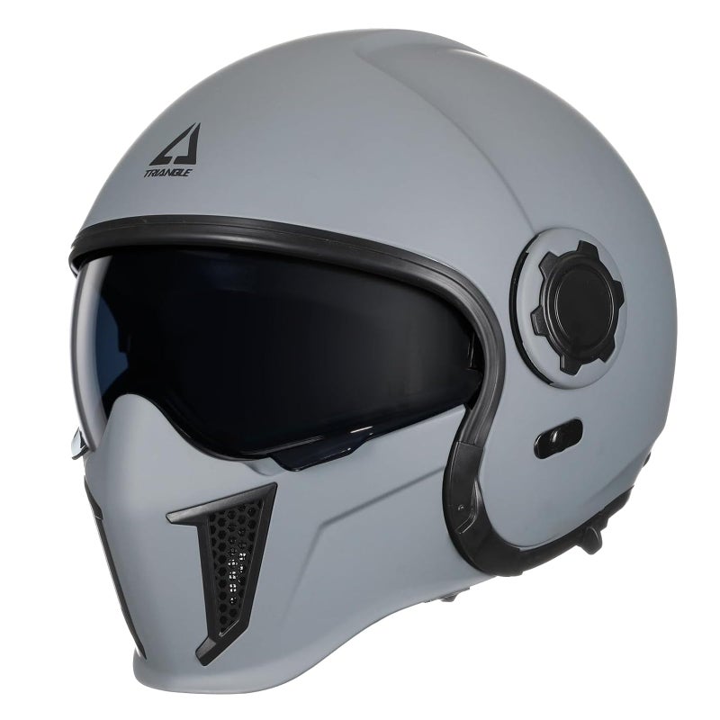 TRIANGLE Full Face Motorcycle Helmets,Off-Road Motocross Helmet for Men & Women,Dual Visor with Internal Tinted Sunshield,Open Face 3/4 Adult Racing Helmet DOT Approved(Gray,S) - Image 5