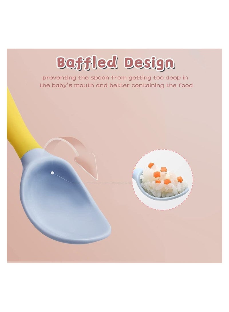 SYOSI Baby Spoon Fork Cutlery Set For Self Feeding Learning Bendable Handle - Image 4