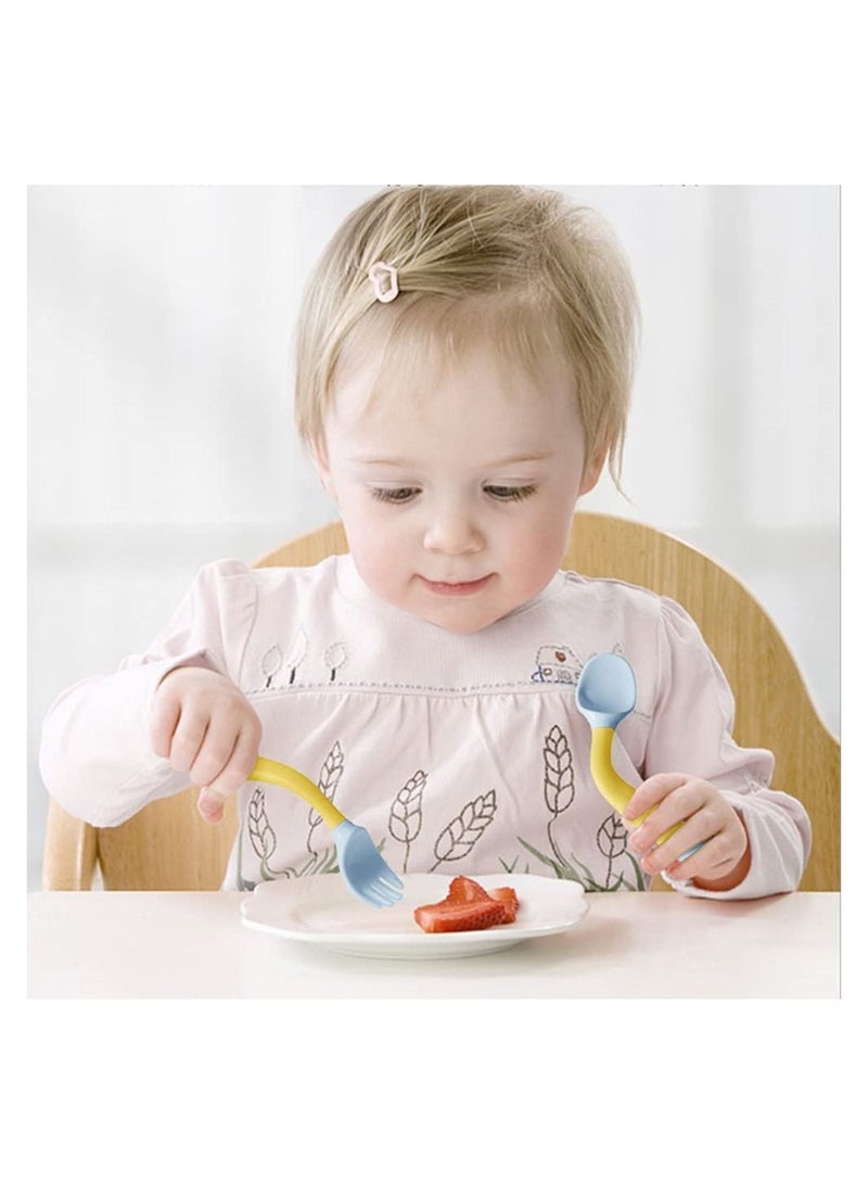 SYOSI Baby Spoon Fork Cutlery Set For Self Feeding Learning Bendable Handle - Image 2