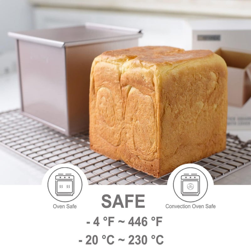 CHEFMADE Square Pullman Loaf Pan with Lid, 1Lb Dough Capacity Non-Stick Rectangle Flat Toast Box for Oven Baking 5.7" x 5.7"x 5.2"(Champagne Gold) - Image 4