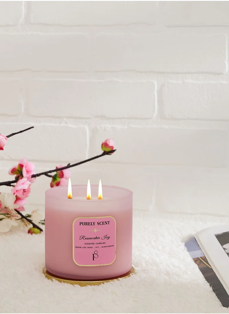 PURELY SCENT Rosewater 100Percent Soy Wax Candle 400 Grams