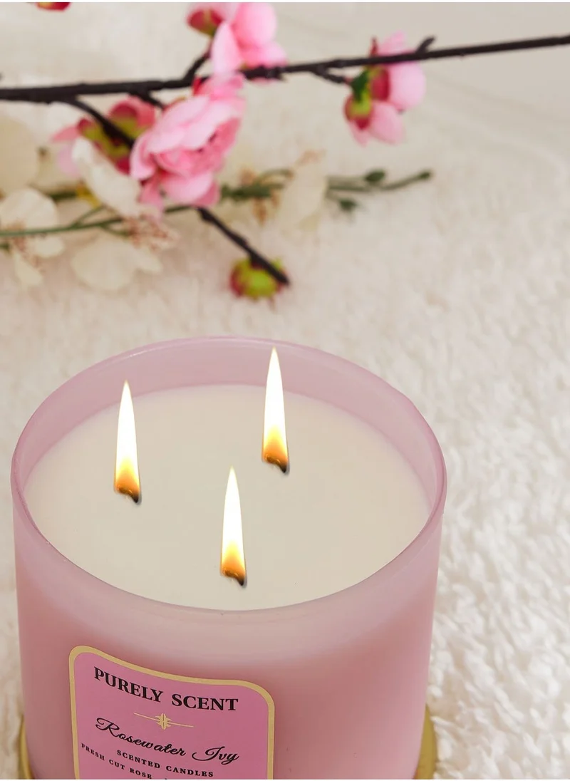 PURELY SCENT Rosewater 100% Soy Wax Candle 410 Grams