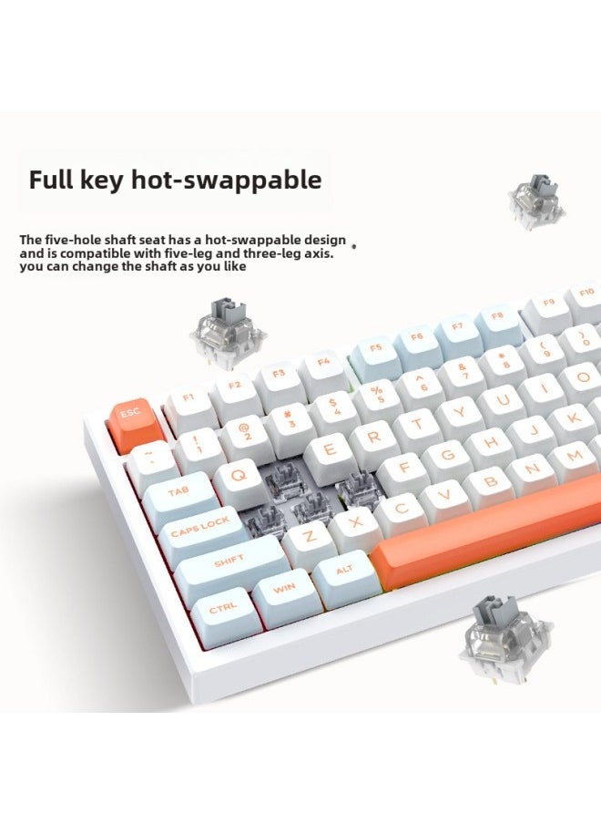 VGN N75 Game Power Customized Mechanical Keyboard Gasket Structure 75% With Full Key Hot Plug Other-Colour:N75 Power Silver Axis Aurora White White Light-wired-82 Keys