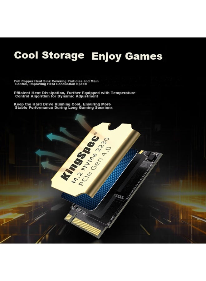 KingSpec كينغسبك 1 تيرابايت SSD NVMe 2230 M.2 واجهة PCIe4.0، سرعة قراءة 5000 ميجابايت/ثانية، متوافق مع جهاز ستيم ديك المحمول - Image 4