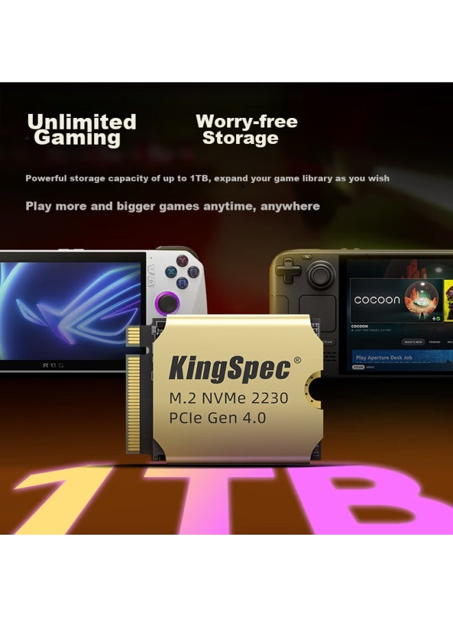 KingSpec كينغسبك 1 تيرابايت SSD NVMe 2230 M.2 واجهة PCIe4.0، سرعة قراءة 5000 ميجابايت/ثانية، متوافق مع جهاز ستيم ديك المحمول - Image 5