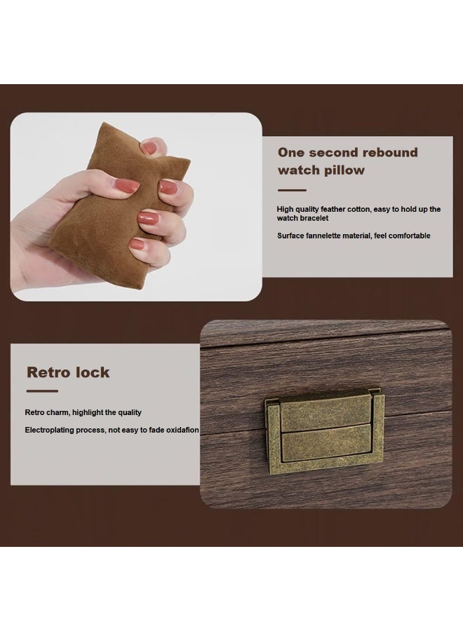 بيت إيزي صندوق ساعات خشبي رفيع الجودة بـ 6 مقاعد، قابل للفصل، مع غطاء زجاجي أنيق لعرض الساعات، وهو المنظم المثالي كهدية للساعات والمجوهرات والإكسسوارات (أبعاده 39×12×9 سم) - Image 4