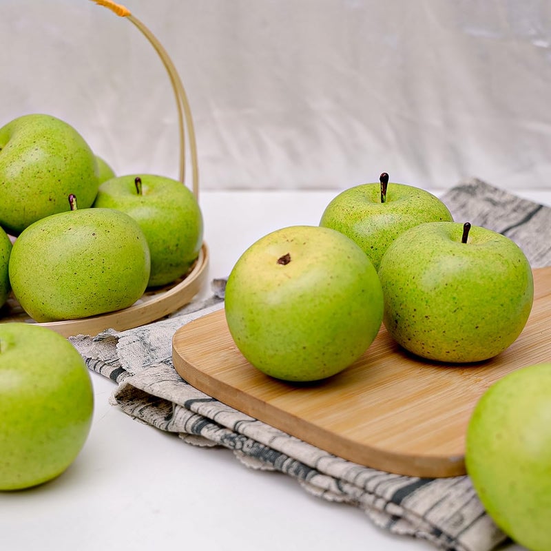 Gresorth 6pcs Lifelike Artificial Green Apple Faux Fake Apples Fruit Home House Kitchen Cabinet Decoration - Image 3