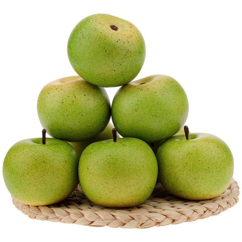 Gresorth 6pcs Lifelike Artificial Green Apple Faux Fake Apples Fruit Home House Kitchen Cabinet Decoration - Image 1