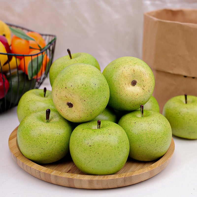 Gresorth 6pcs Lifelike Artificial Green Apple Faux Fake Apples Fruit Home House Kitchen Cabinet Decoration - Image 5
