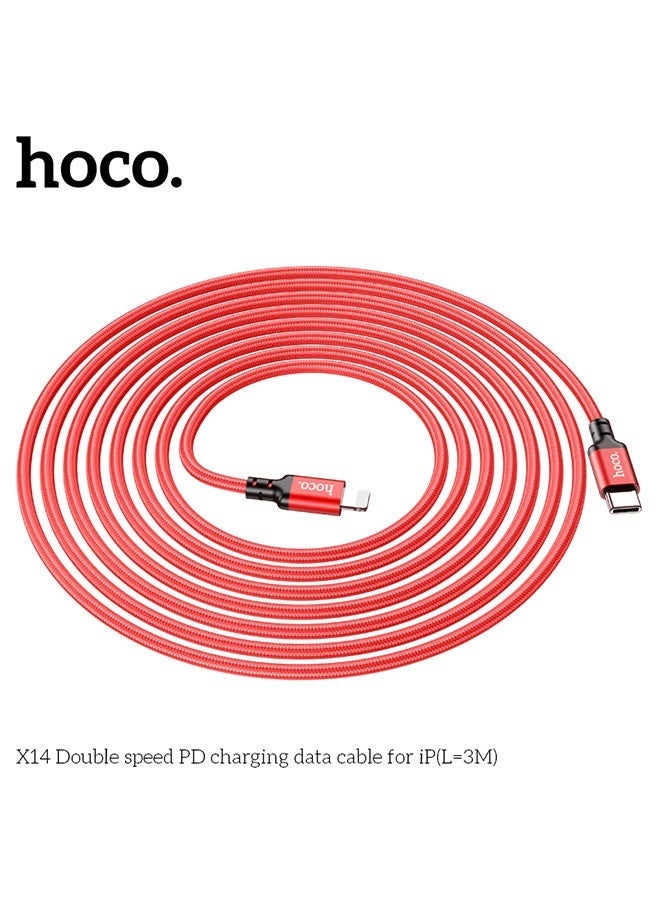 hoco. X14 iP Super Fast Double Speed PD Charging Data Cable – 3M Long Lightning Cable with Power Delivery Support – High-Speed Sync & Charge, Durable Build, for iPhone, iPad & iOS Devices  - Image 5