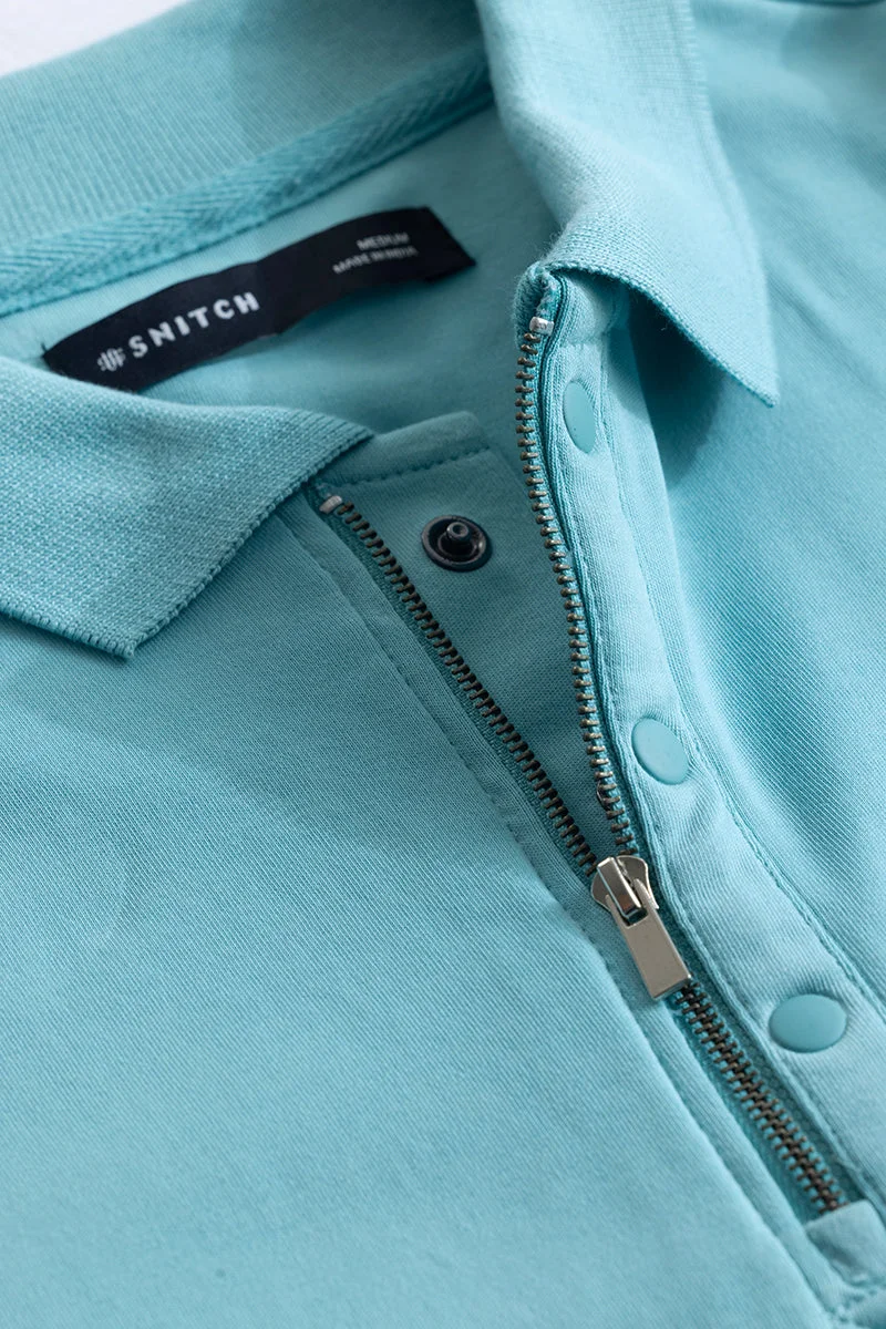 SNITCH Manuela Light Blue Plain Polo T-Shirt