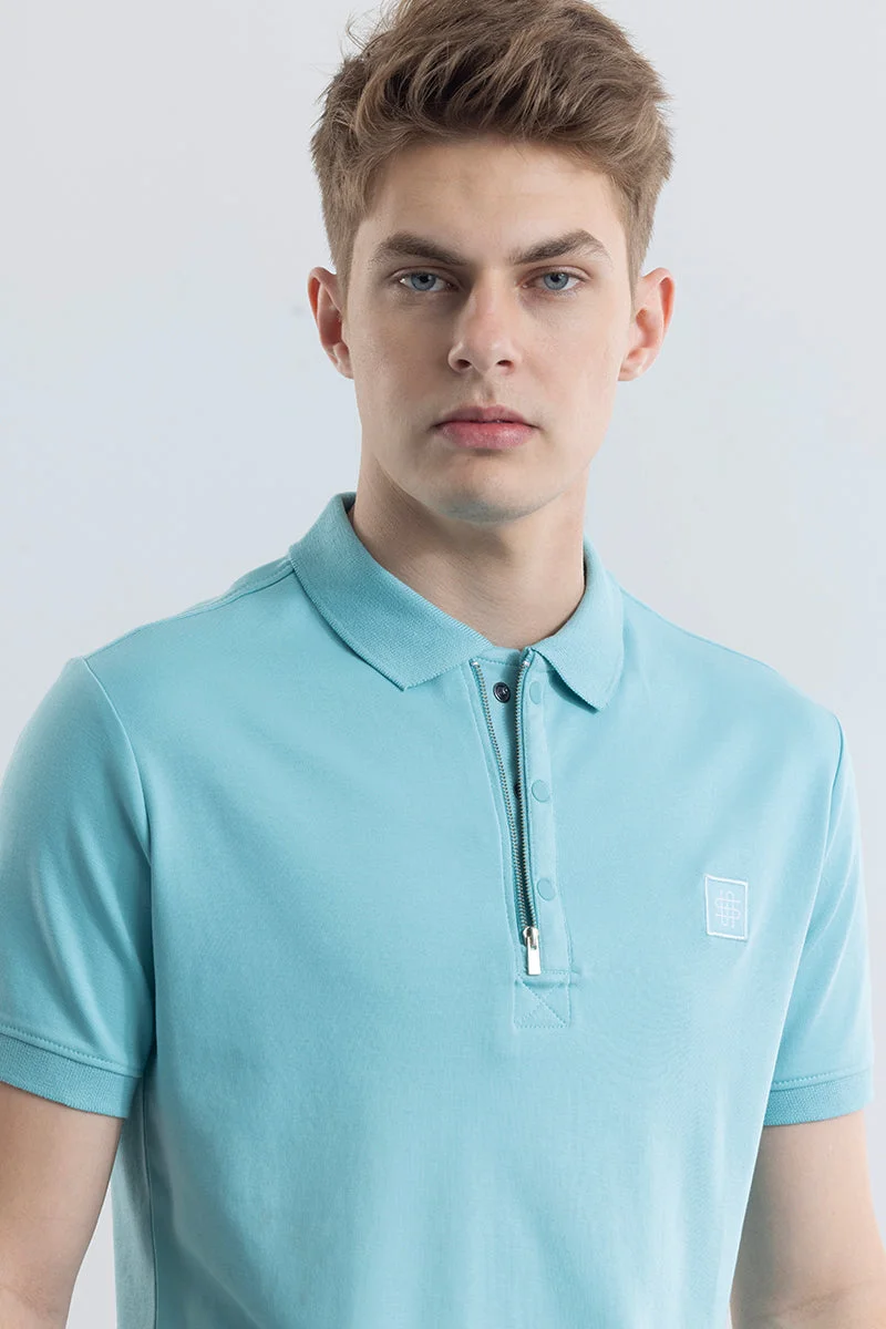 Snitch Blue Manuela Light Blue Plain Polo T-Shirt for Men | Best Price UAE