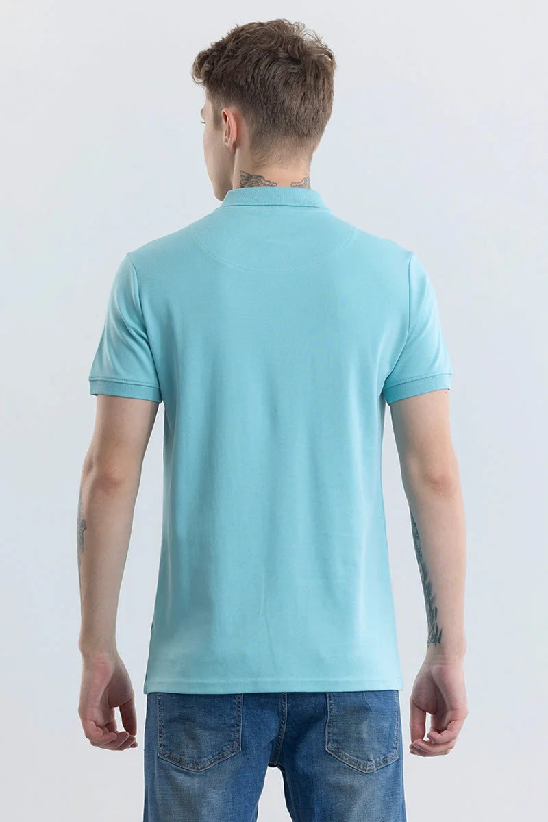 Snitch Blue Manuela Light Blue Plain Polo T-Shirt for Men | Best Price UAE