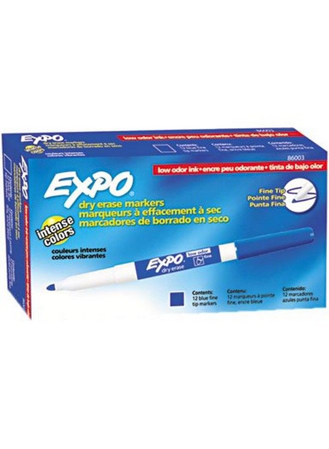 Expo علامة مسح جاف برأس رفيع برائحة منخفضة 2 عبوة من 12 أزرق - Image 3