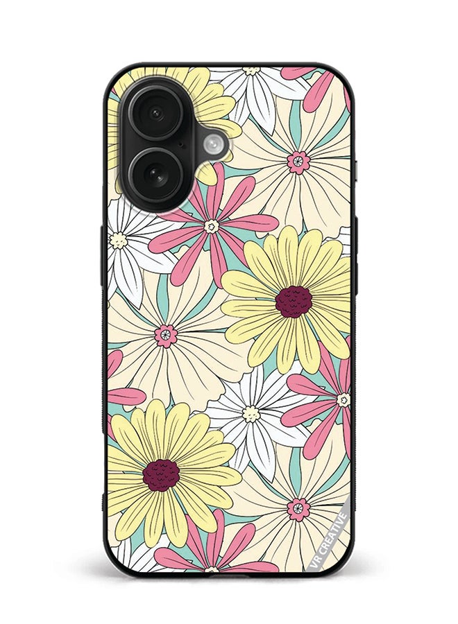 VR CREATIVE Protective Case Cover For Apple iPhone 16 Flowers Design Multicolour