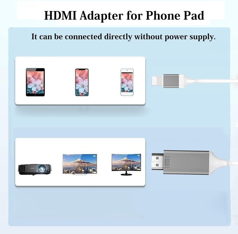 محول Lightning إلى HDMI معتمد من Apple MFi للهاتف إلى التلفزيون، متوافق مع iPhone وiPad، موصل شاشة متزامن يتصل مباشرة بـ HD TV/شاشة/بروجيكتور بدون حاجة إلى مصدر طاقة - Image 2