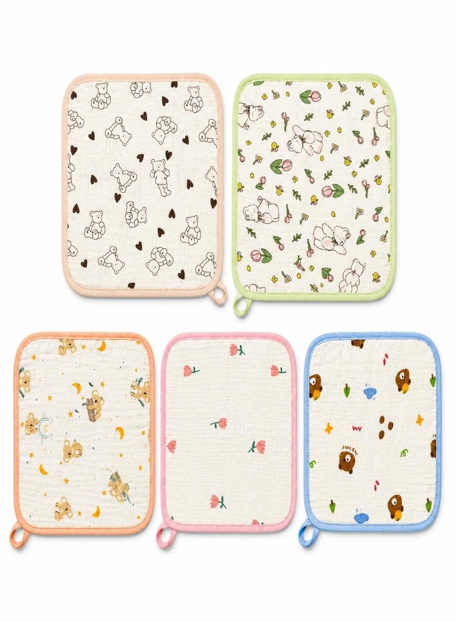 NVS KIDS 100% Organic Cotton Muslin Baby Wash Cloths| Soft Cotton Face Towels for Newborn, Ultra Absorbent Baby Wipes, Gentle Skin Friendly Burp Cloths 24 * 24 cm Pack of 5 (Multicolor) - Image 1