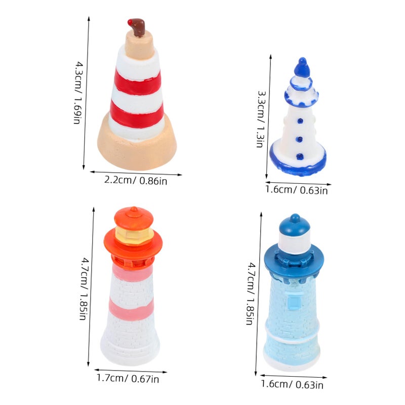 4Pcs Mini Lighthouse Figurine Resin Craft Micro Landscape Decoration For Beach Garden - Image 3