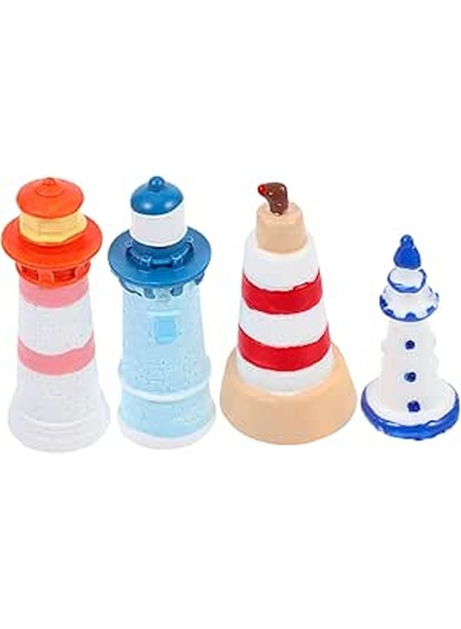 4Pcs Mini Lighthouse Figurine Resin Craft Micro Landscape Decoration For Beach Garden - Image 1