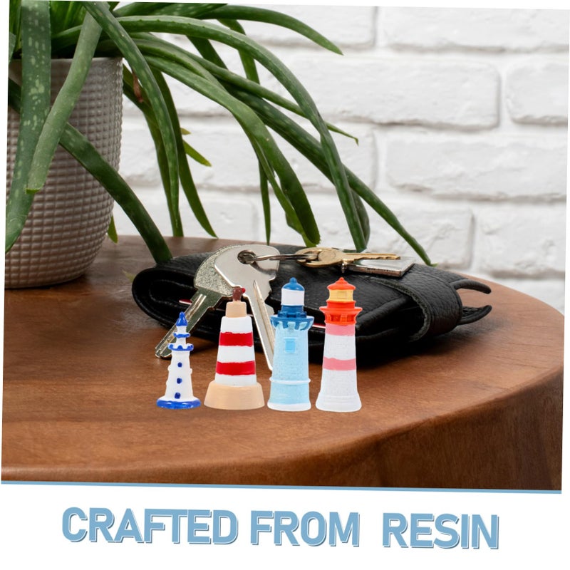 4Pcs Mini Lighthouse Figurine Resin Craft Micro Landscape Decoration For Beach Garden - Image 4