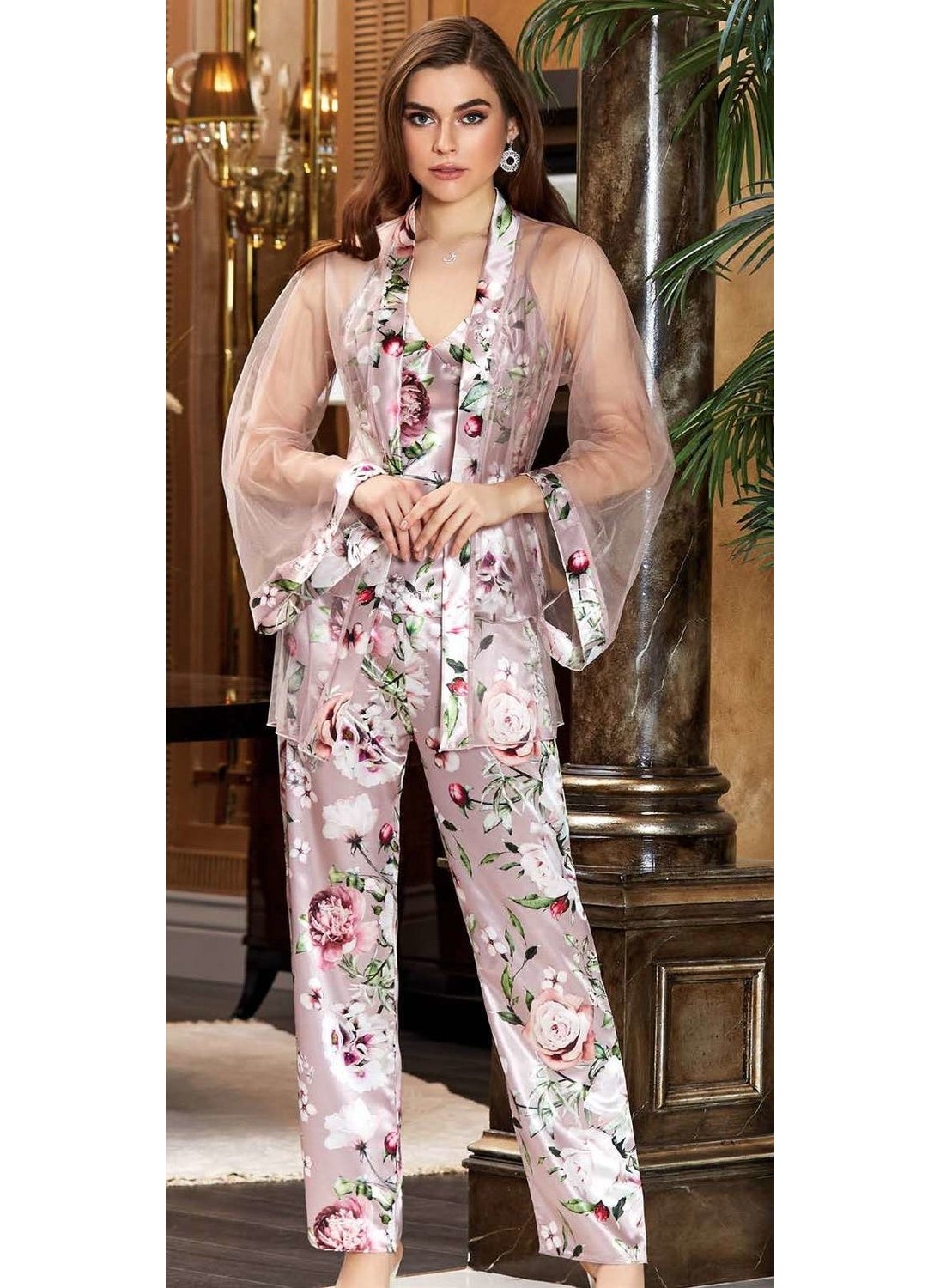 3053 Dowry Silk Satin Triple Pajamas Set - Powder - pzsku/ZFBEC8FCB3E628F6D76FDZ/45/_/1731133230/11ad8503-3295-46b7-bc14-c05ed781d402