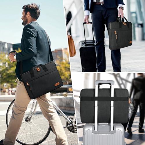 ESTARER Laptop Bag 15.6 Inch, Laptop Case for Men Water-resistant Canvas Computer Bag Fits Hp/Lenovo/Acer/Dell/Asus/MacBook, Dark Grey - Image 2