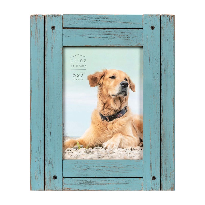 Prinz Homestead 5 x 7 Blue Distressed Wood Frame Coastal Decor HandDistressed Wood Rustic Picture Frame TwoWay Easel Can Be WallMounted 827 x 1024 x 59 Inches