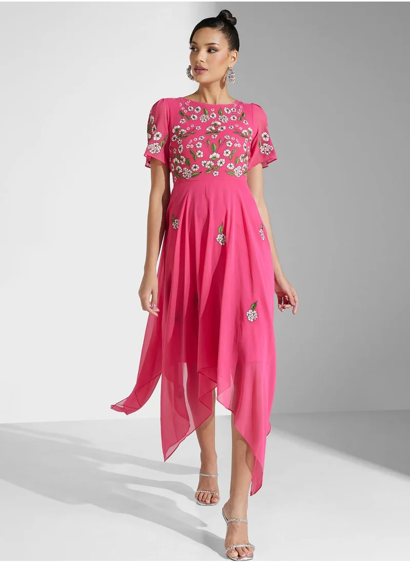 Frock and Frill Embroidered Pleated Dress