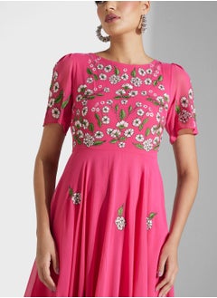 Frock and Frill Embroidered Pleated Dress  - Image 3