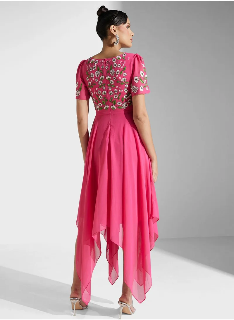 Frock and Frill Embroidered Pleated Dress