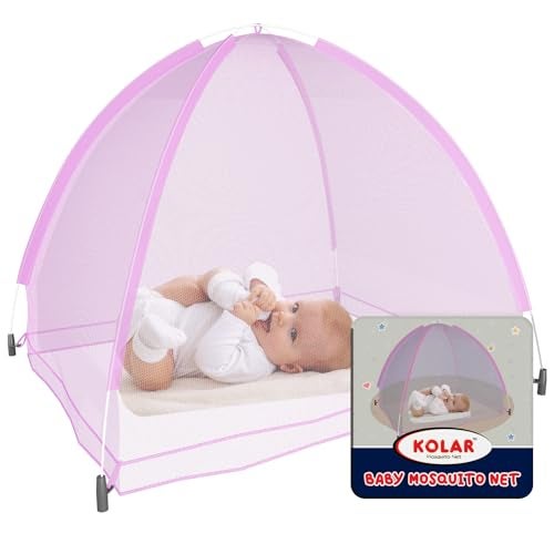 Kolar Polyester Infants Washable Baby Mosquito Net|Anti-Bug Crib Net Foldable Bottomless Baby Crib Machardani Mosquito Net (Pink, Tent) - Image 1