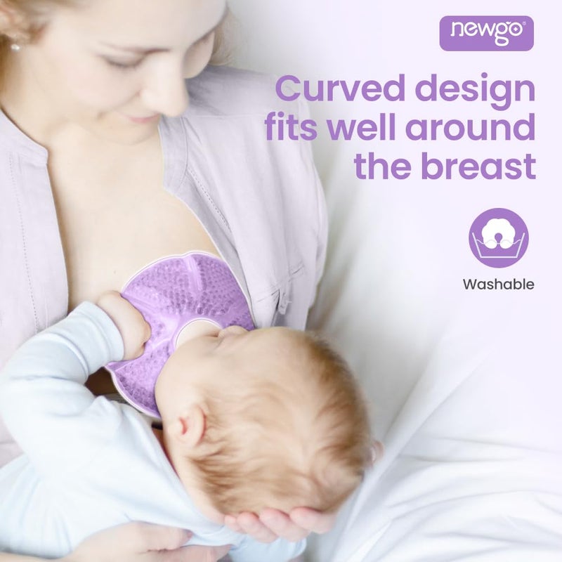 نيو جو Breast Ice Pack 2 Pack Gel Ice Pack for Breast Surgery, Reusable Nursing Ice Pack Hot or Cold Therapy Breast Pad for Breastfeeding, Engorgement Relief (Purple) - Image 3