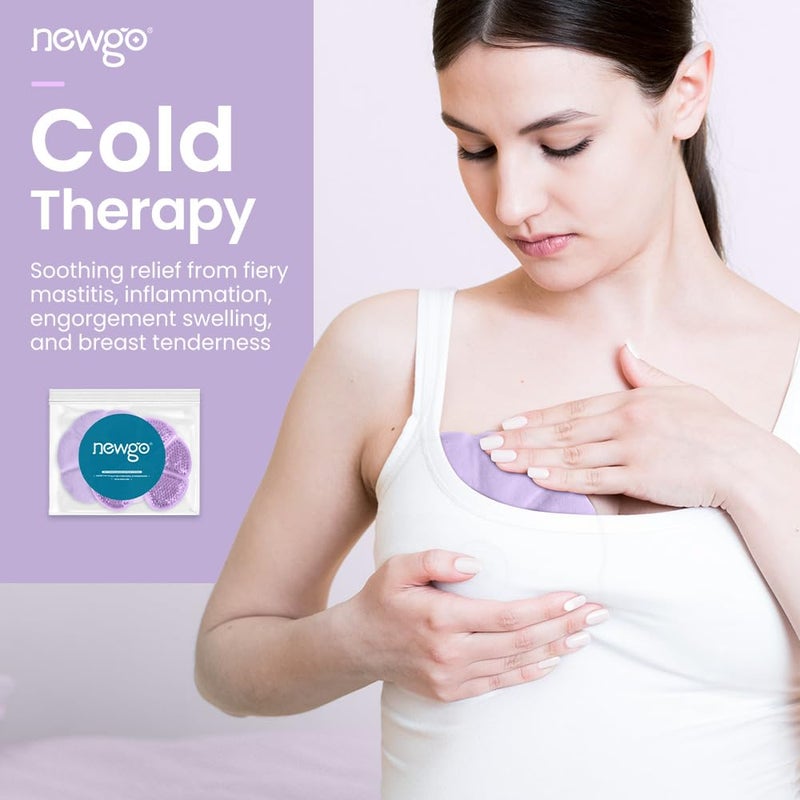 نيو جو Breast Ice Pack 2 Pack Gel Ice Pack for Breast Surgery, Reusable Nursing Ice Pack Hot or Cold Therapy Breast Pad for Breastfeeding, Engorgement Relief (Purple) - Image 5