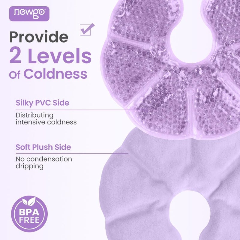 نيو جو Breast Ice Pack 2 Pack Gel Ice Pack for Breast Surgery, Reusable Nursing Ice Pack Hot or Cold Therapy Breast Pad for Breastfeeding, Engorgement Relief (Purple) - Image 2