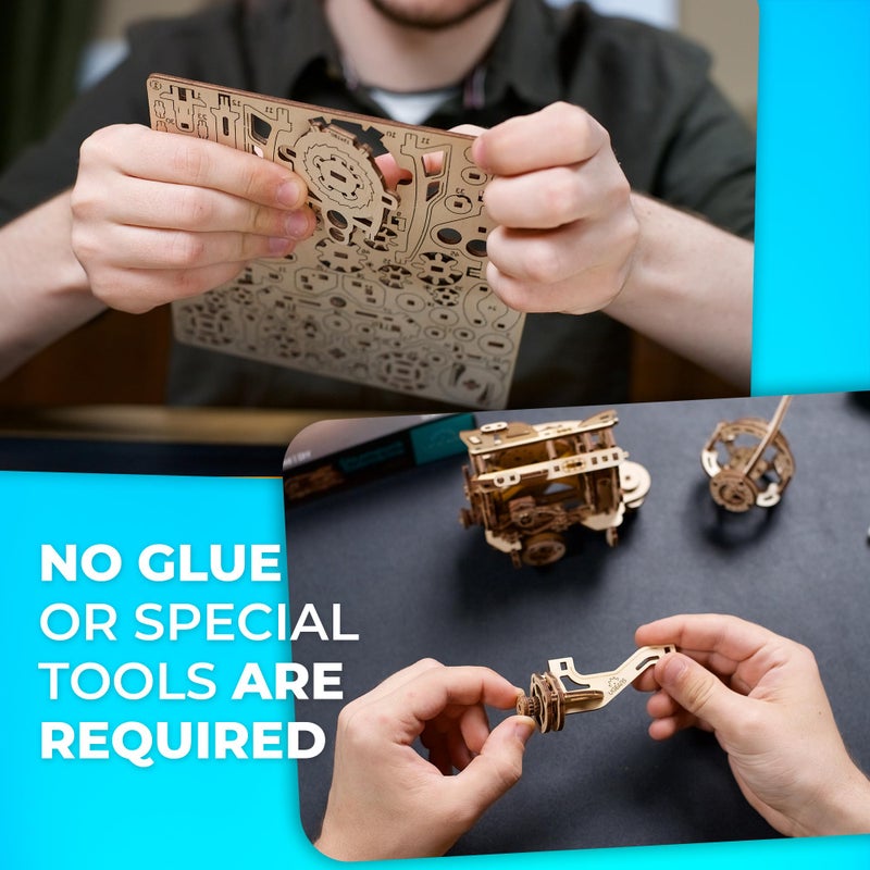 UGEARS 3D Wooden Puzzles for Adults - Steampunk Submarine Wooden Model Kit â€“ Mechanical Puzzle Model Building Kits - DIY Kits for Adults for Maritime Enthusiasts Gifts for Puzzle Lovers - 200 Pcs - Image 5