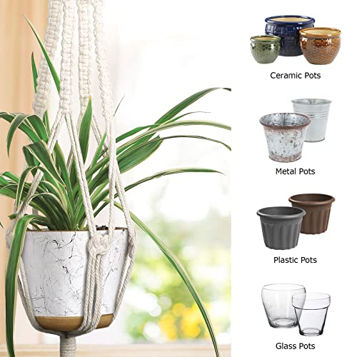 MIPON 3 Pack Macrame Plant Hanger Indoor Hanging Planter for Plants Holder with 3 Hooks,46"/41"/34" Size for Boho Home Decor,Ivory(POTS NOT Included) - Image 3