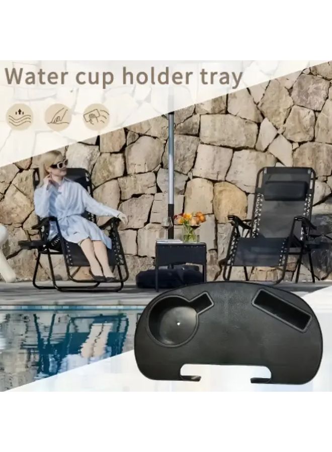 Black Folding Chair Cup Holder With Phone Tray Tablet Slot Portable Outdoor Accessory - Image 5