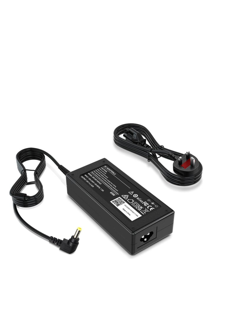 65W 19V 3.42A  AC Adapter for Toshiba Satellite C55 C55D C55DT C55T C75 C75D C655 C855 L55 L745 S55 C55-B5240X C55T-A5222 Asus Q551L Q301 U56E X551M X555L Power Cord Tip 5.5x2.5mm