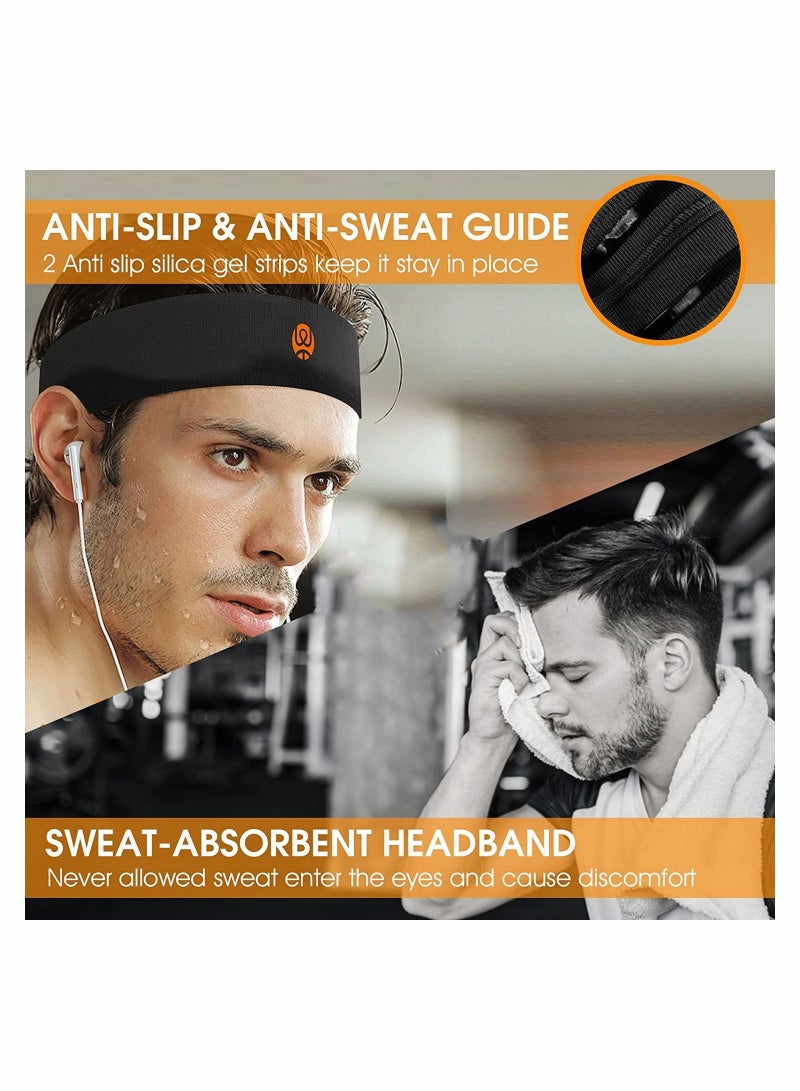 Loquat 2 Pack Sweat Bands Headbands for Men Women Elastic Headband Sports Sweatbands Athletic Stretchy Head Band Cycling Running Cross Fit Training Yoga Basketball - Image 4