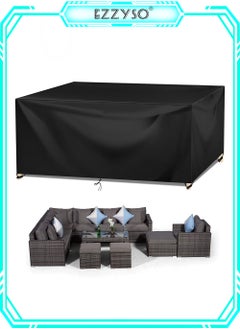 EzzySo Patio Furniture Cover 250x200x80 Cm, Outdoor Table And Chair Set Covers, Dust-Proof And UV-Resistant Garden Furniture Set Cover, 210D Heavy-Duty Oxford Fabric Furniture Covers, Black  - Image 1