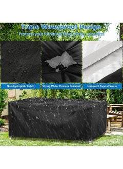 EzzySo Patio Furniture Cover 250x200x80 Cm, Outdoor Table And Chair Set Covers, Dust-Proof And UV-Resistant Garden Furniture Set Cover, 210D Heavy-Duty Oxford Fabric Furniture Covers, Black  - Image 3